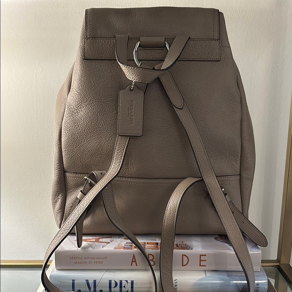 COACH Large Taupe Pebbled Leather Billie Backpack. - Picture 8 of 14